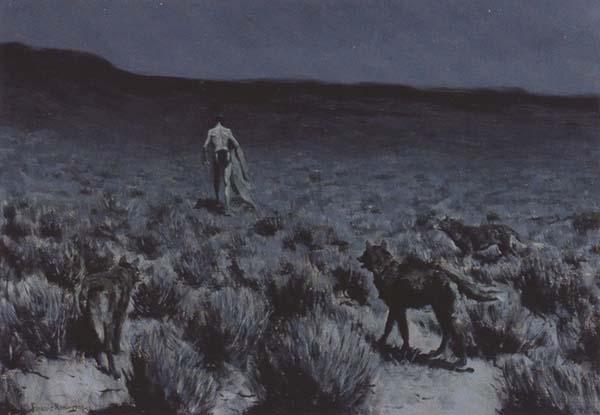 Frederic Remington The Wolves Sniffed Along the Trail (mk43) Germany oil painting art
